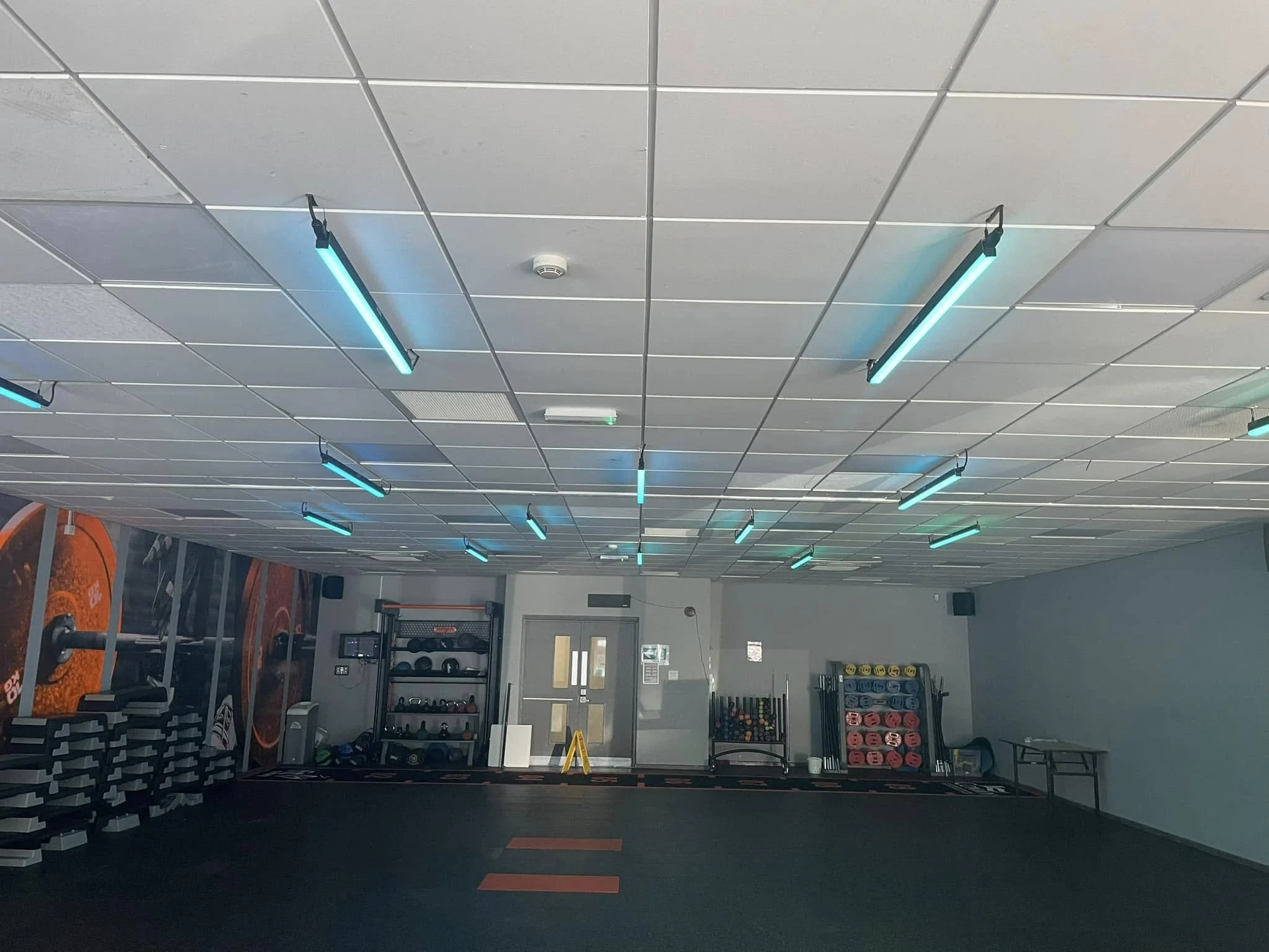 Gym ceiling lighting installation